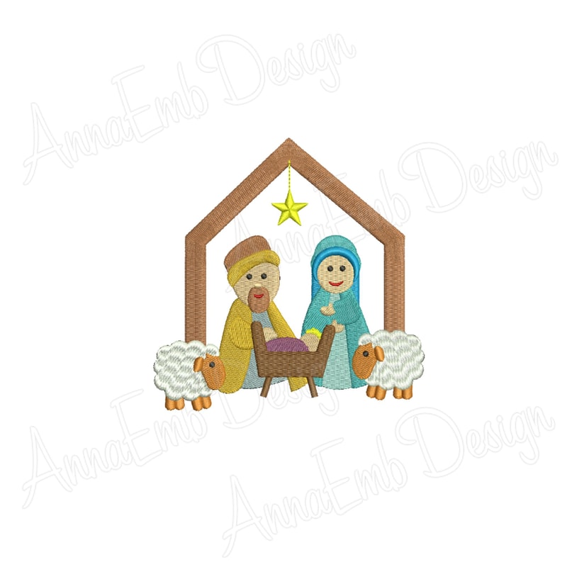 Nativity Scene Embroidery Design Christmas Nativity Scene Embroidery Design Mini Nativity Scene 1