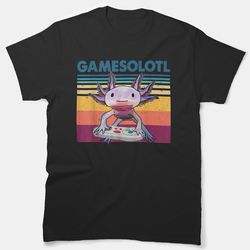 gamesolotl gamer axolotl fish playing video games essential t-shirt