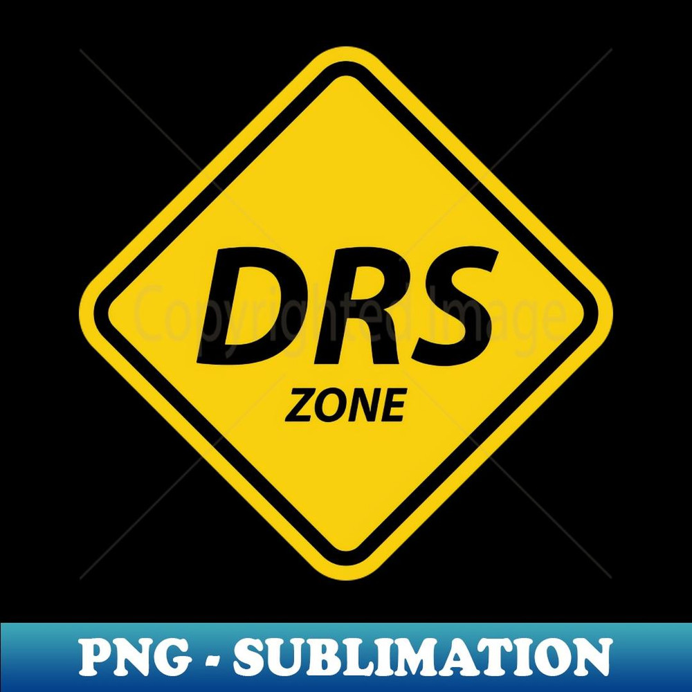 DRS zone Yellow Warning Traffic Sign - Modern Sublimation PNG File