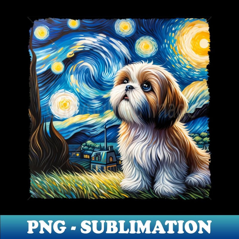 Starry Shih Tzu Portrait - Dog Portrait - Premium Sublimation Digital Download