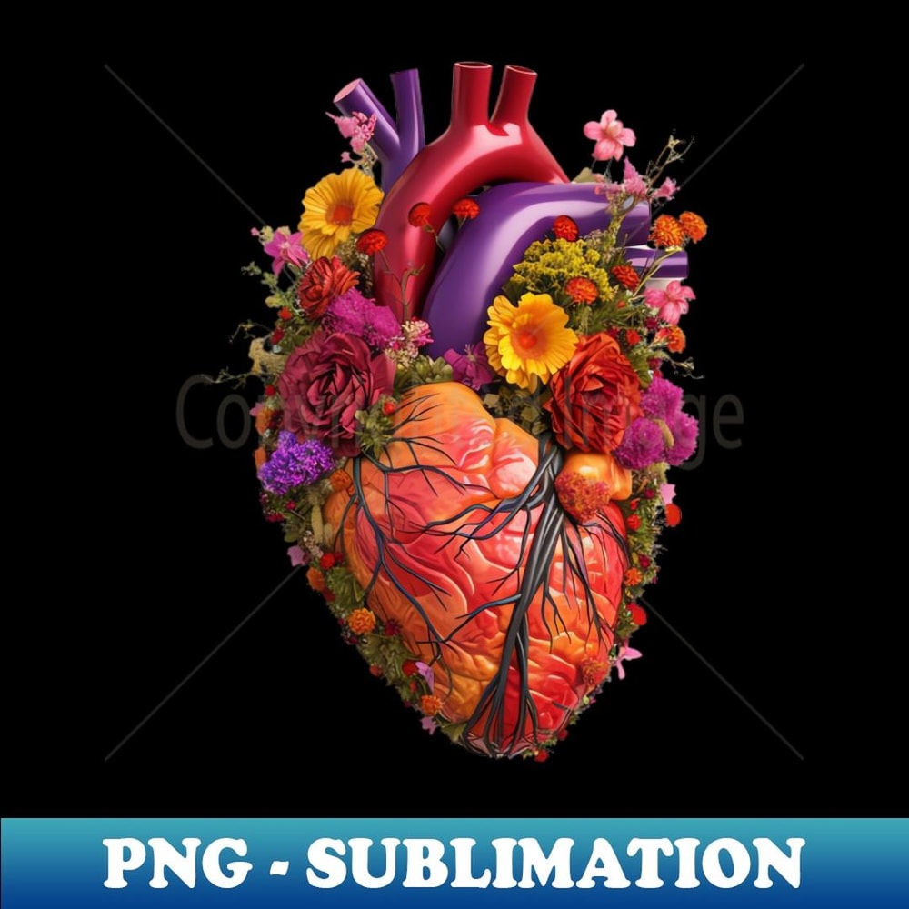 Floral Heart - Vintage Sublimation PNG Download
