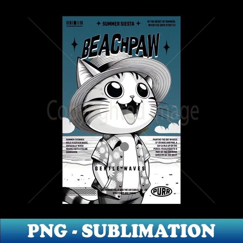 Beachpaw Summer Siesta Tee - Ultimate Sunny Days Cat - Stylish Sublimation Digital Download
