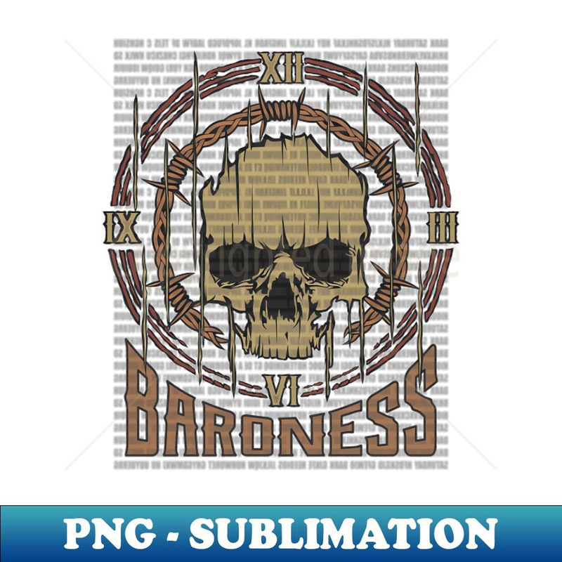Baroness Vintage Skull - Instant Sublimation Digital Download