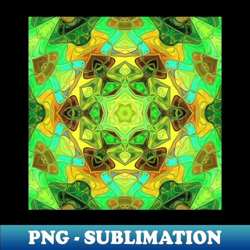 Mosaic Mandala Flower Yellow Green and Blue - Exclusive Sublimation Digital File