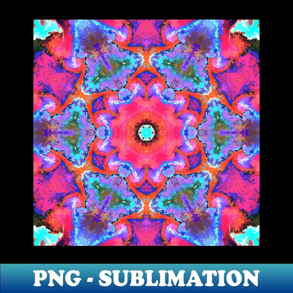 Psychedelic Hippie Flower Blue and Pink - High-Quality PNG Sublimation Download
