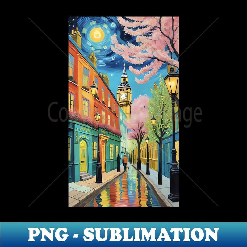 Starry London Nights Van Gogh Inspired Big Ben Illumination - Exclusive Sublimation Digital File