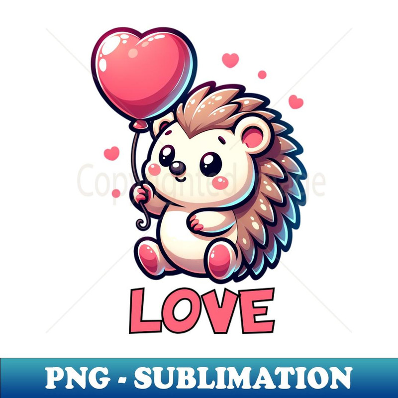 Hedgehog with Balloon - Love - Unique Sublimation PNG Download