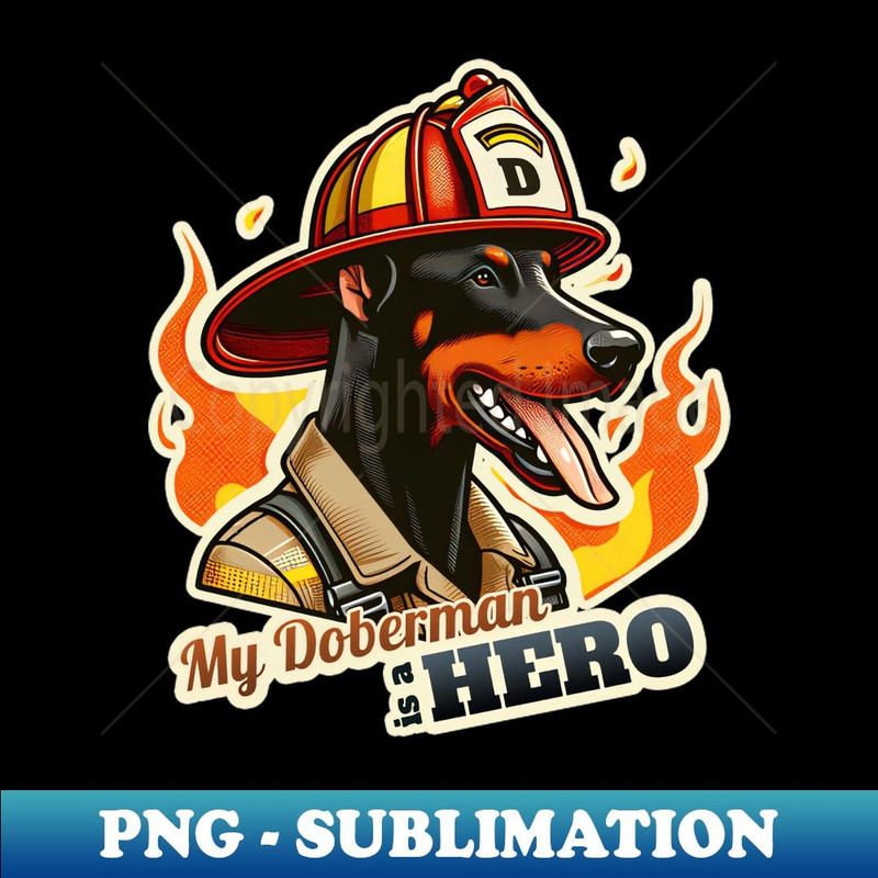 Fireman Doberman - PNG Transparent Digital Download File for Sublimation