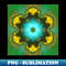 Psychedelic Hippie Flower Teal Yellow and Green - Modern Sublimation PNG File