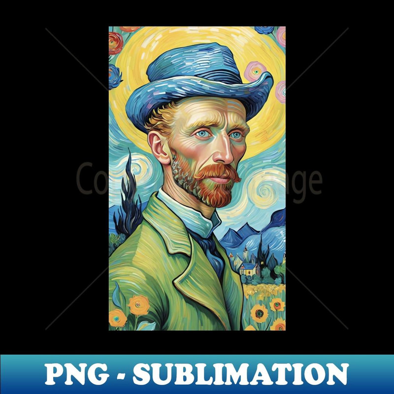 Starry Night Reverie Van Gogh Portrait Inspired by Starry Night Painting - High-Quality PNG Sublimation Download
