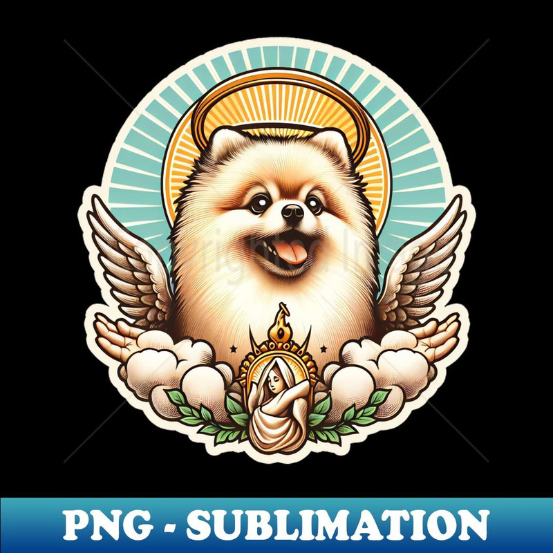 Pomeranian Saint - Retro PNG Sublimation Digital Download