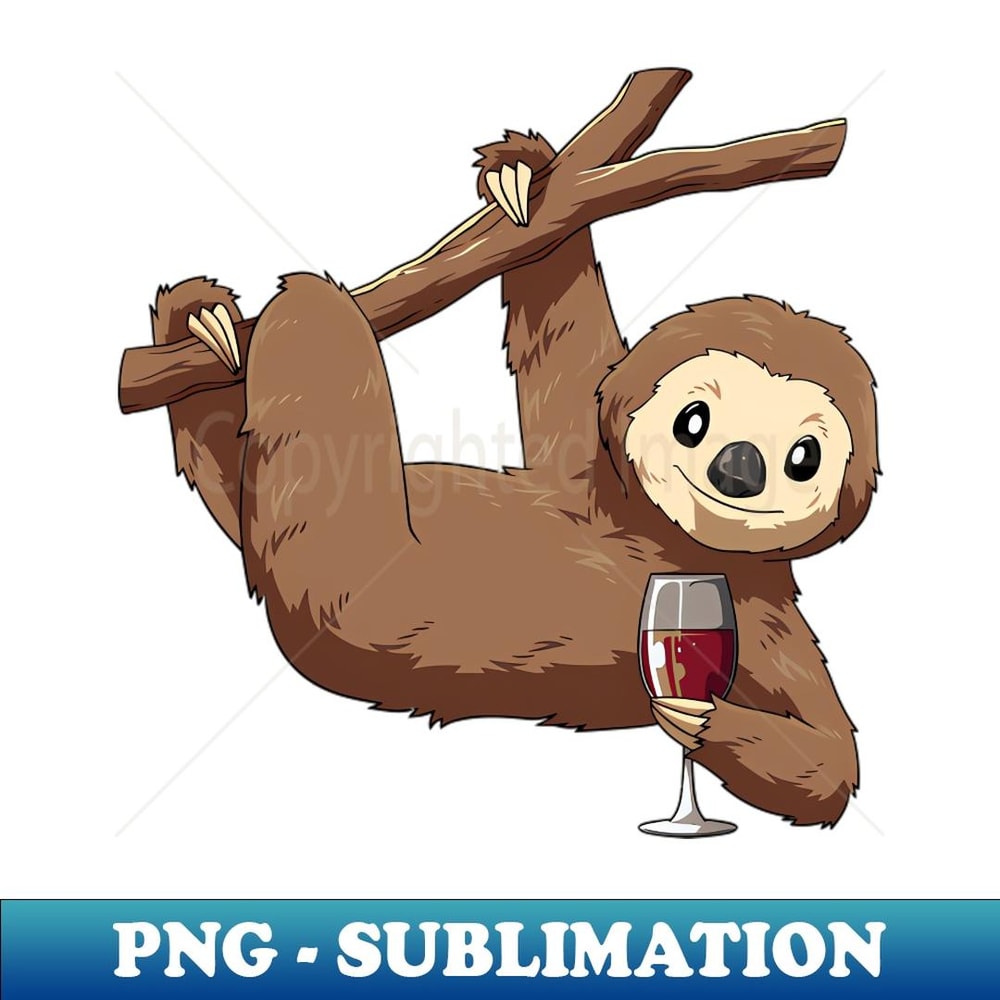 Sloth Drinking Wine Sloth Wine Sloth - High-Resolution PNG Sublimation File