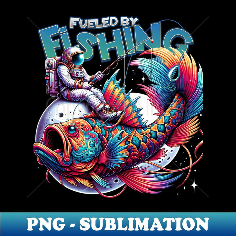 Astronaut Fishing in Space - Colorful Cosmic Father's Day Gift - PNG Sublimation Digital Download