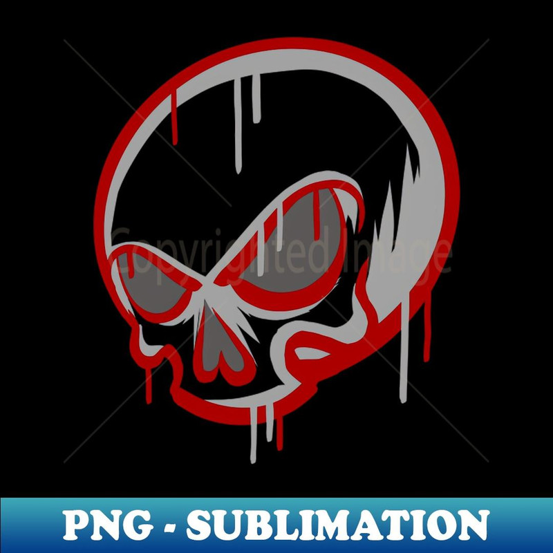 Red And Grey Graffiti Skull - PNG Transparent Sublimation Design