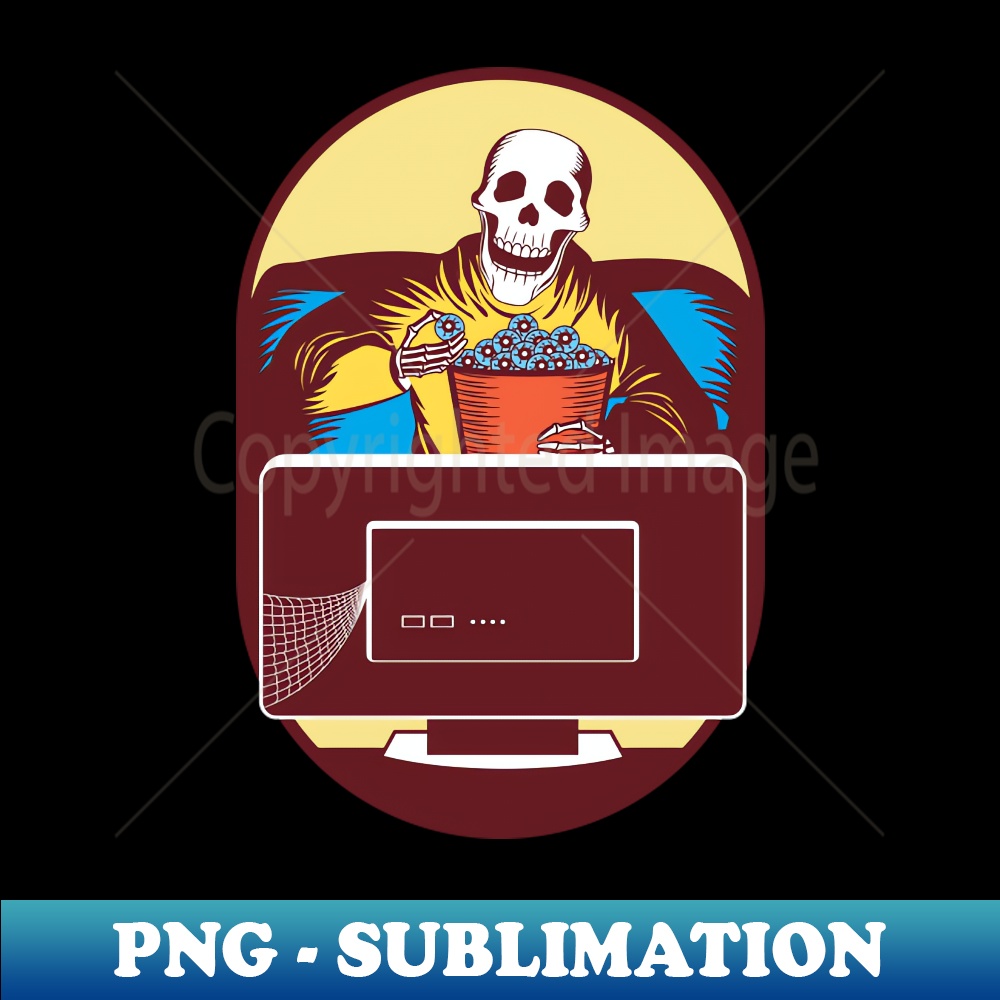 Skeleton watching TV - Trendy Sublimation Digital Download