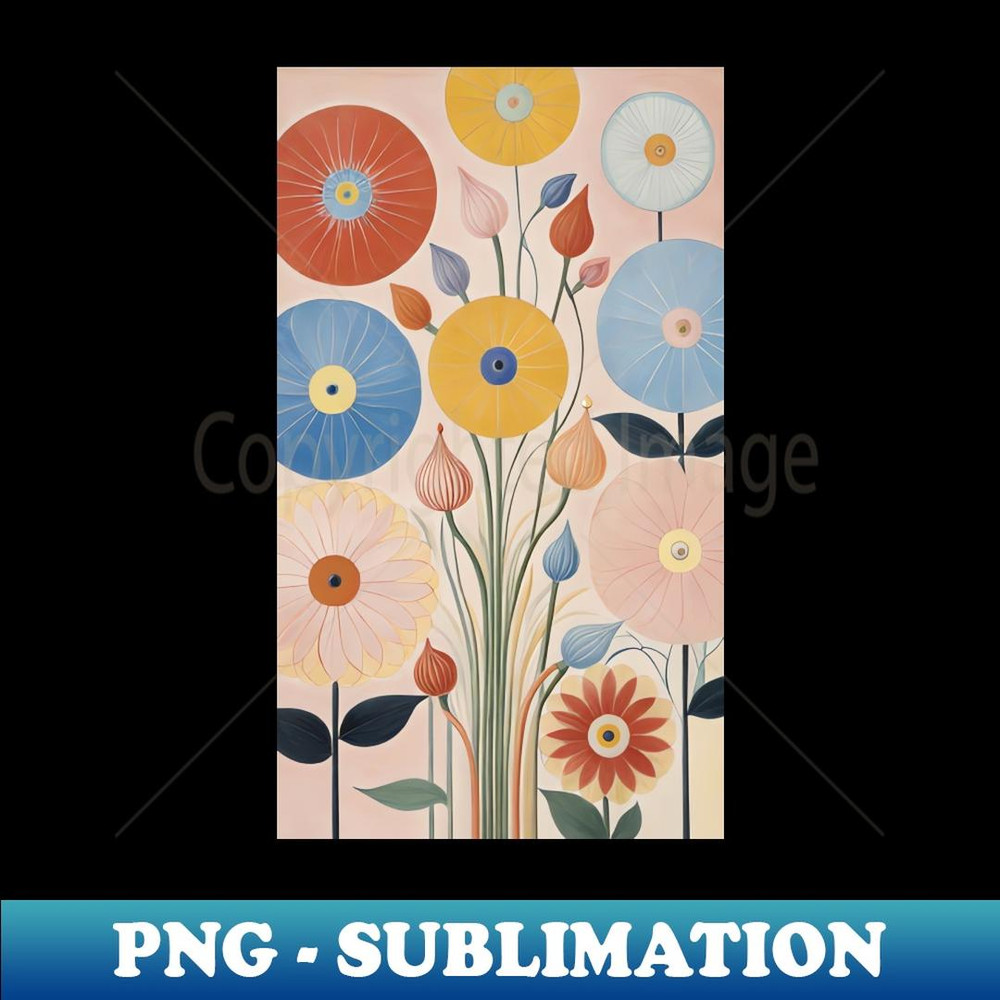 Hilma's Kaleidoscopic Blooms Abstract Floral Reverie - Modern Sublimation PNG File