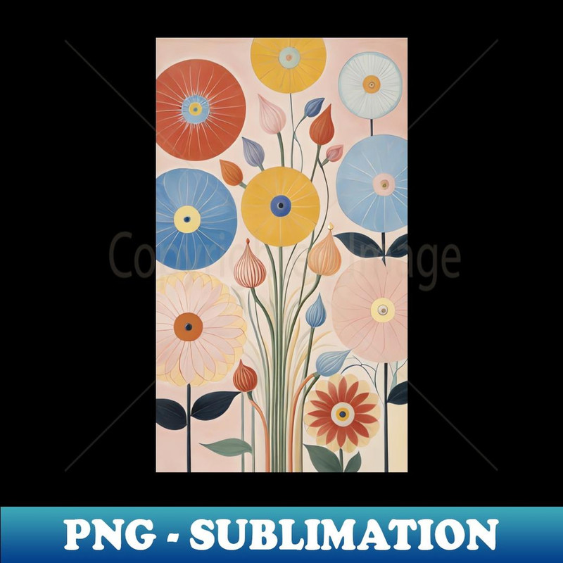 Hilma's Kaleidoscopic Blooms Abstract Floral Reverie - Modern Sublimation PNG File