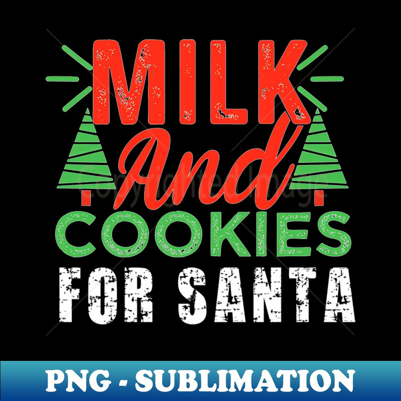 Milk And Cookies For Santa - Retro PNG Sublimation Digital Download