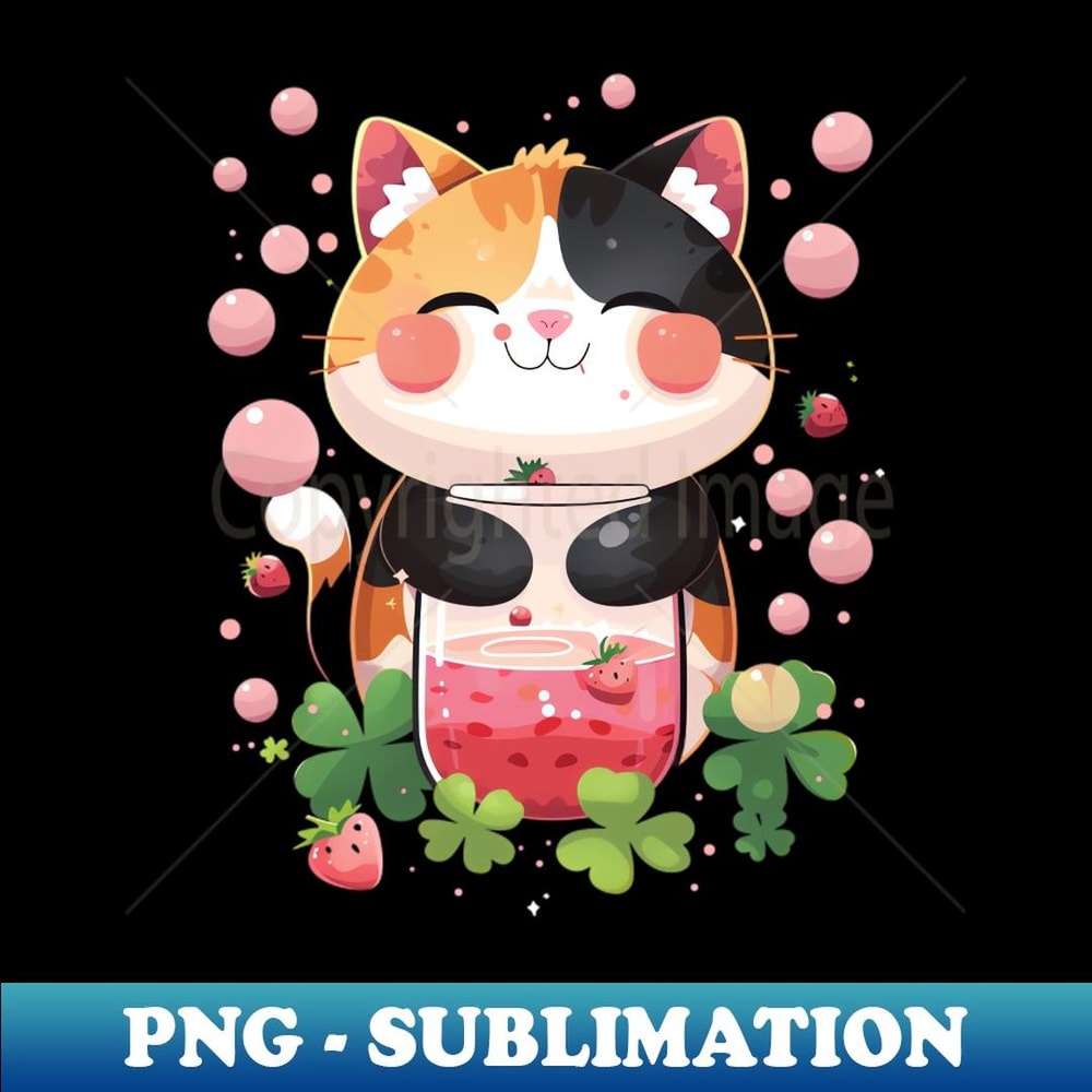 Cat Strawberry Whiskers - Special Edition Sublimation PNG File