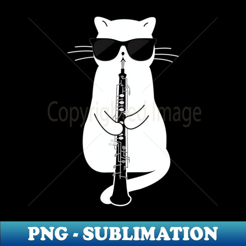 Cat Ing Sun Playing Oboe - High-Resolution PNG Sublimation File