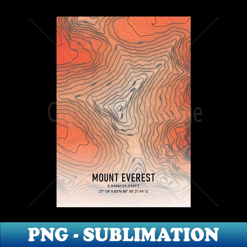 Mount Everest Topographic Map Elevation color - High-Quality PNG Sublimation Download