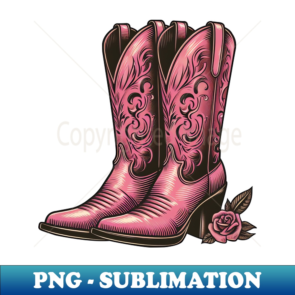 Pink cowboy boots - Professional Sublimation Digital Download