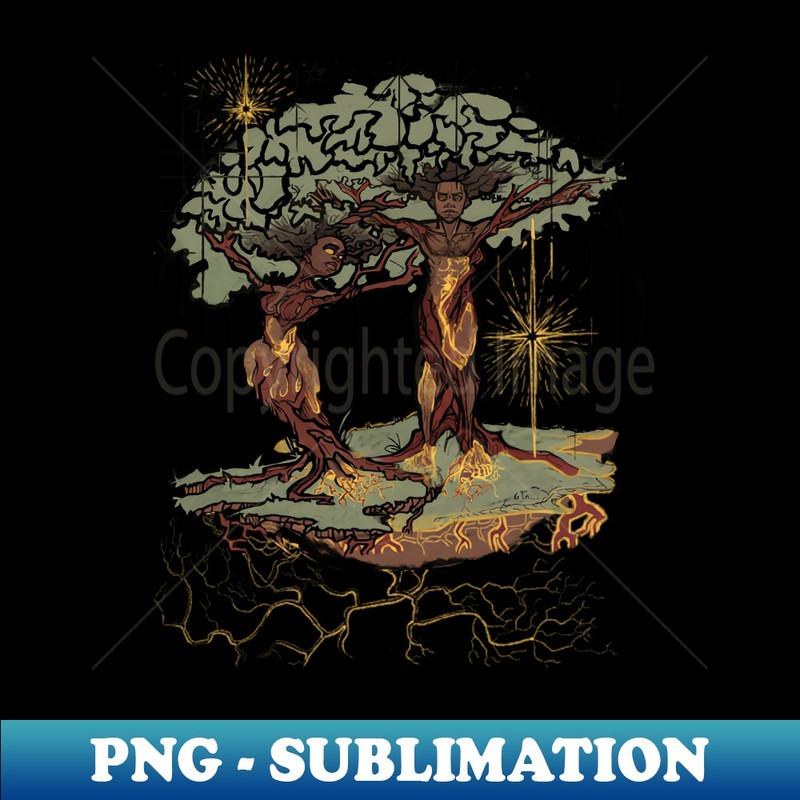 Trees of Life (Color Lineart) - Vintage Sublimation PNG Download
