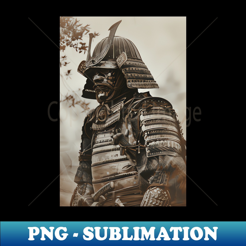 Soulful Samurai Detailed Portrait Of A Warrior In Traditional Armor - Trendy Sublimation Digital Download