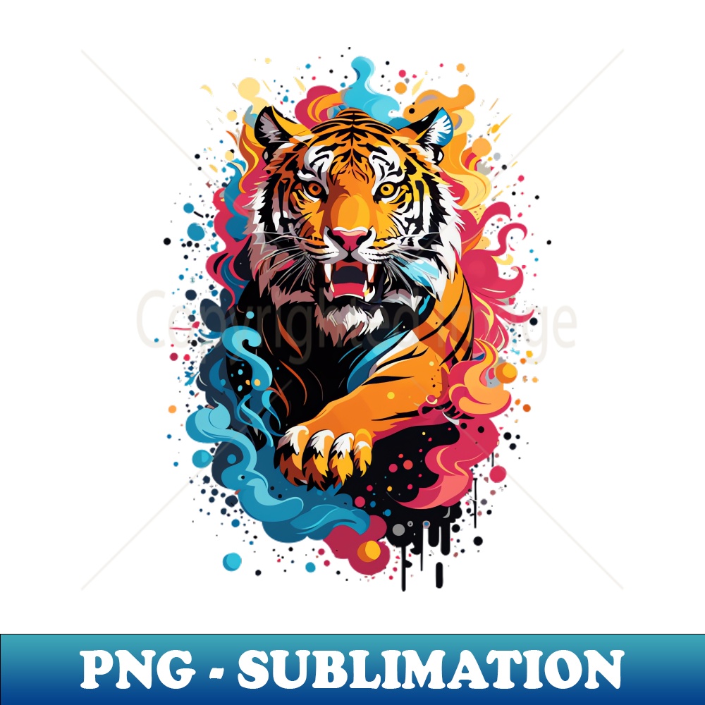 Color Splash Fierce Tiger Design - Unique Sublimation PNG Download