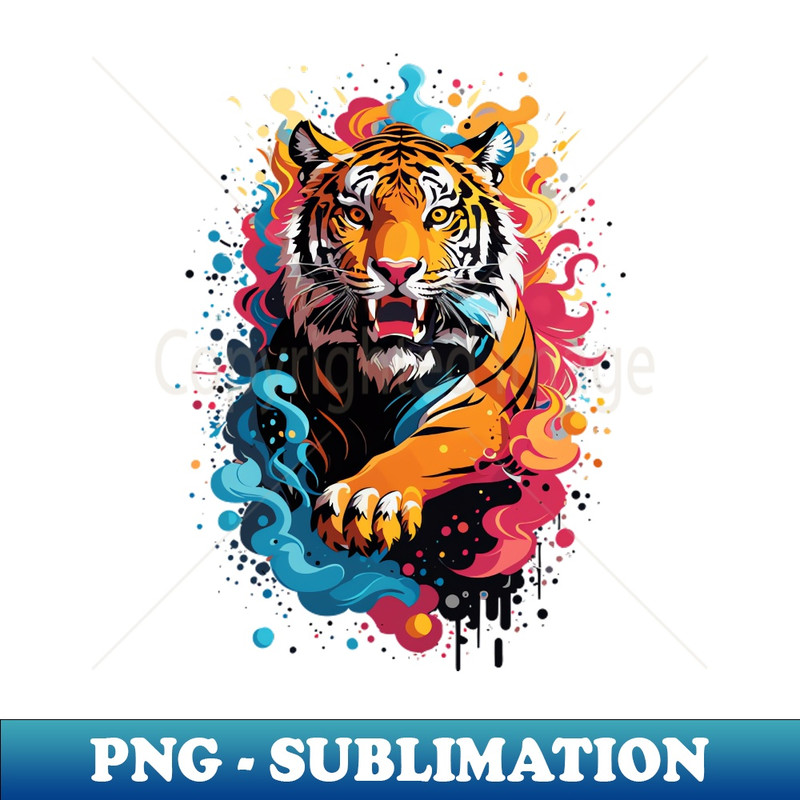 Color Splash Fierce Tiger Design - Unique Sublimation PNG Download