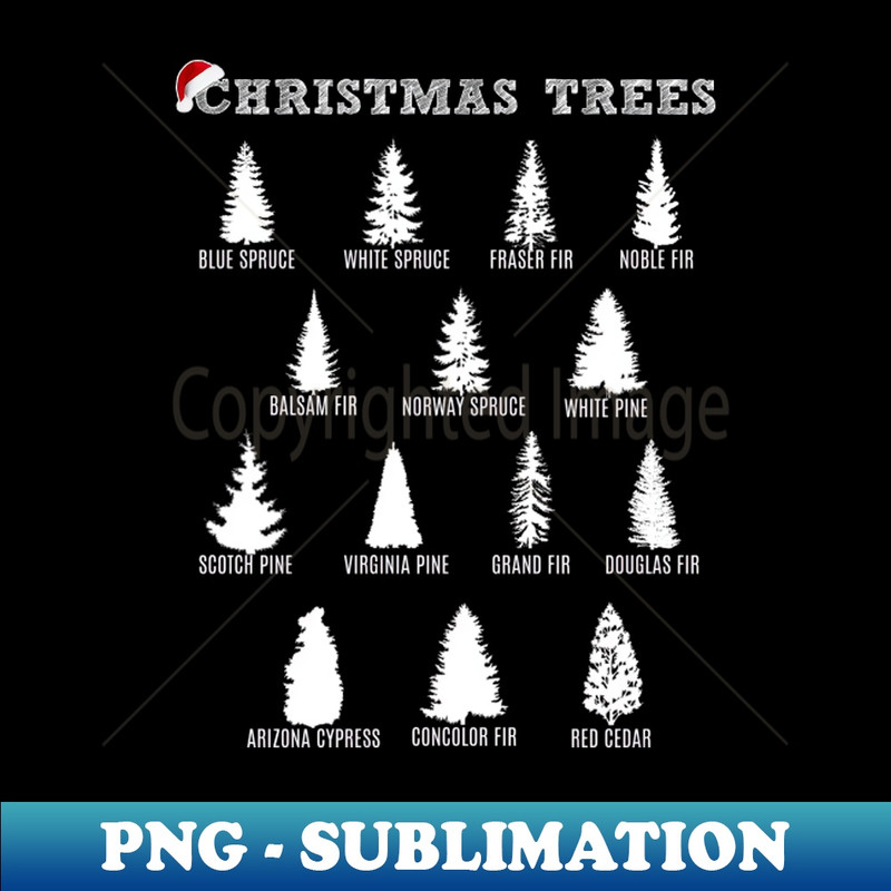 Beautiful Pine Cypress Fir Spruce Cedar Christmas Trees Art - Sublimation-Ready PNG File