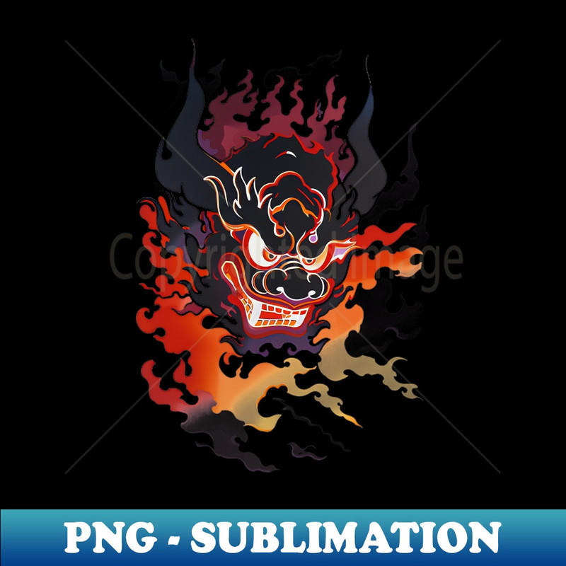 Traditional Oni Mask In Flames - Premium Sublimation Digital Download