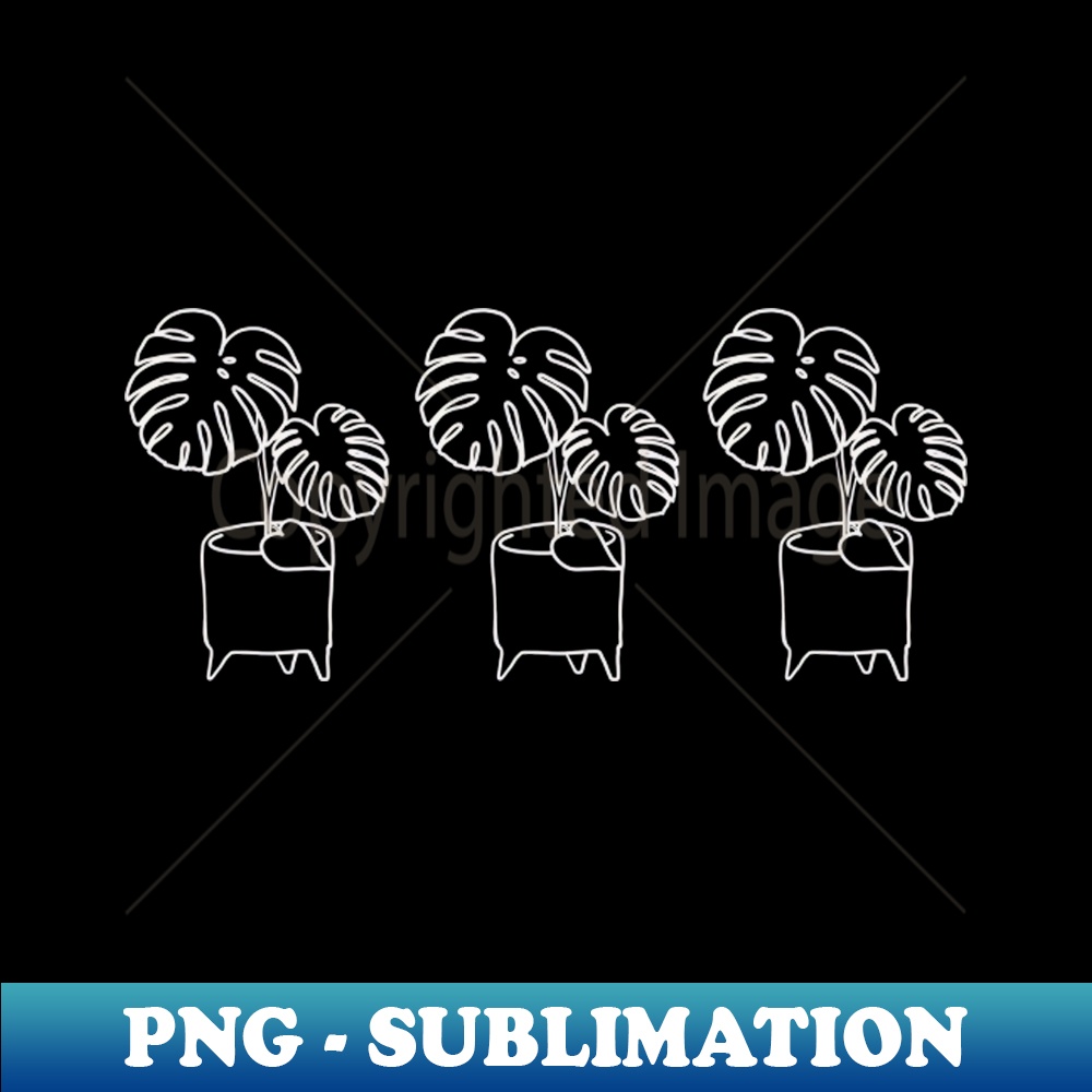 Monstera Plant Line Drawing - Instant Sublimation Digital Download