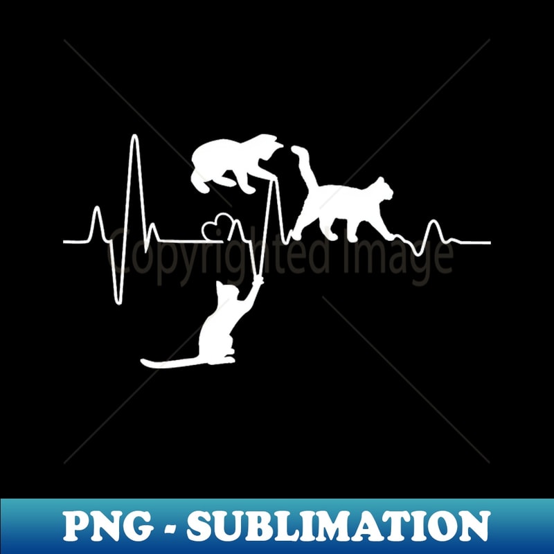 Cat Heartbeat Funny Cats Playing With A Heart Line - Professional Sublimation Digital Download