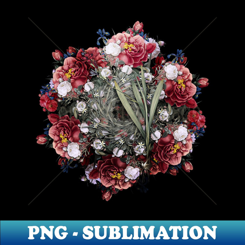 Vintage Gladiolus Mucronatus Flower Wreath - PNG Transparent Sublimation File