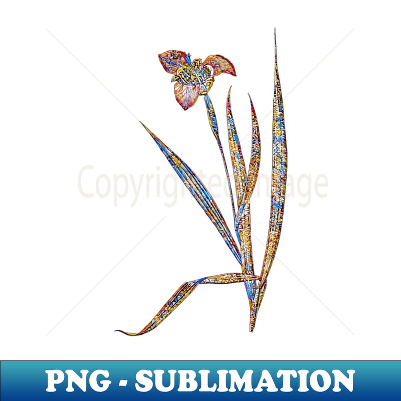 Stained Glass Tiger Flower Botanical Illustration - Instant PNG Sublimation Download
