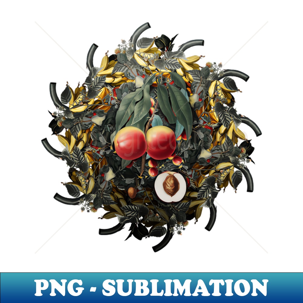 Vintage Peach Fruit Wreath - Exclusive Sublimation Digital File