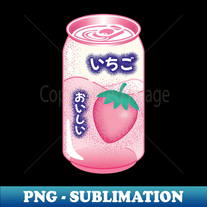 Strawberry Soda Can Japanese Soft Drink Kawaii Soft Pastel Pop Art Retro Summer Vibe - Retro PNG Sublimation Digital Download
