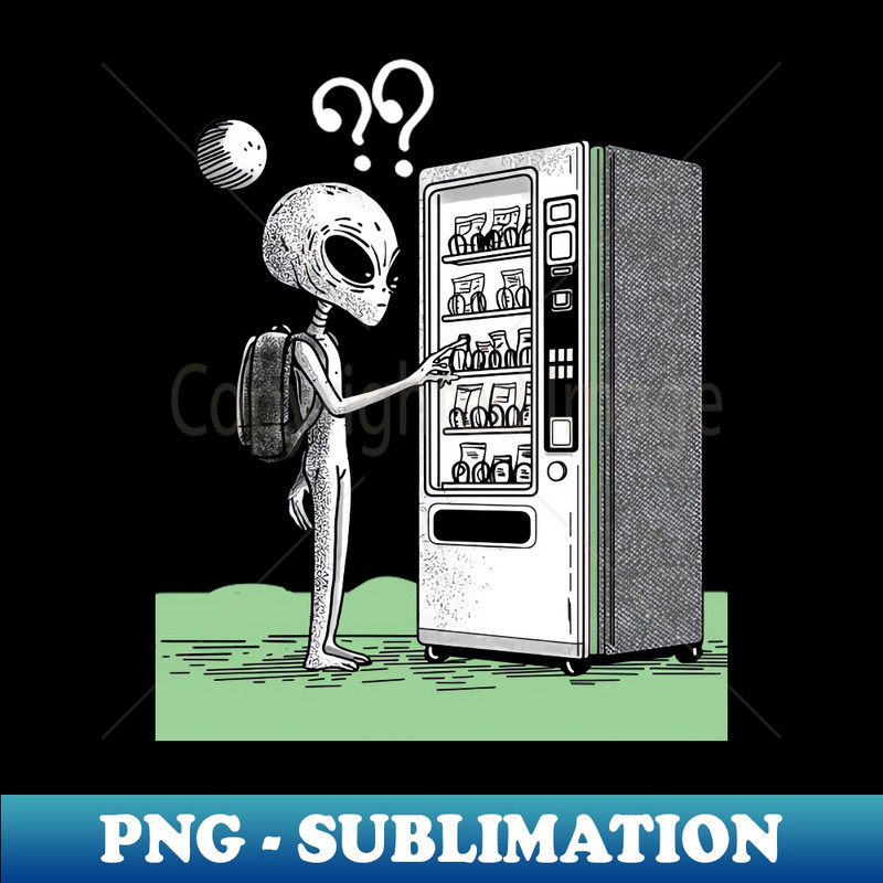 Alien and the Vending machine - PNG Sublimation Digital Download