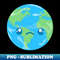 Kawaii Earth - Sad Earth - High-Resolution PNG Sublimation File