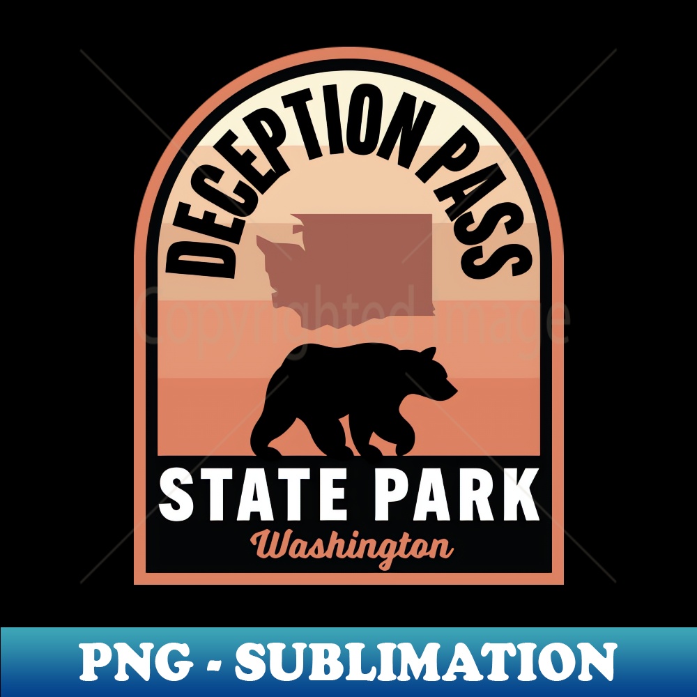 Deception Pass State Park WA Bear - Vintage Sublimation PNG Download
