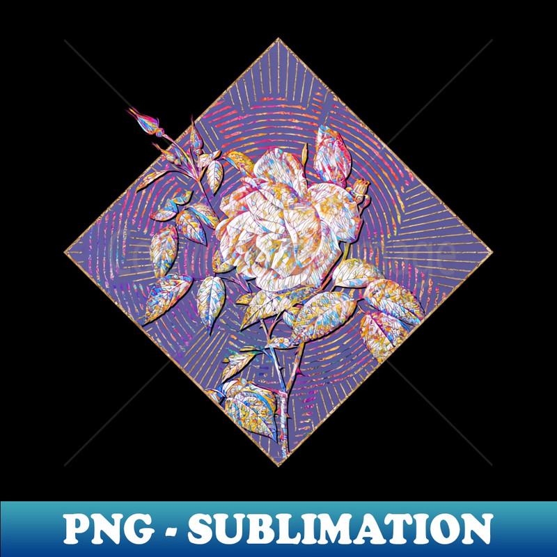 Blooming Fragrant Rosebush Floral Rainbow Mosaic on Veri Peri - Stylish Sublimation Digital Download