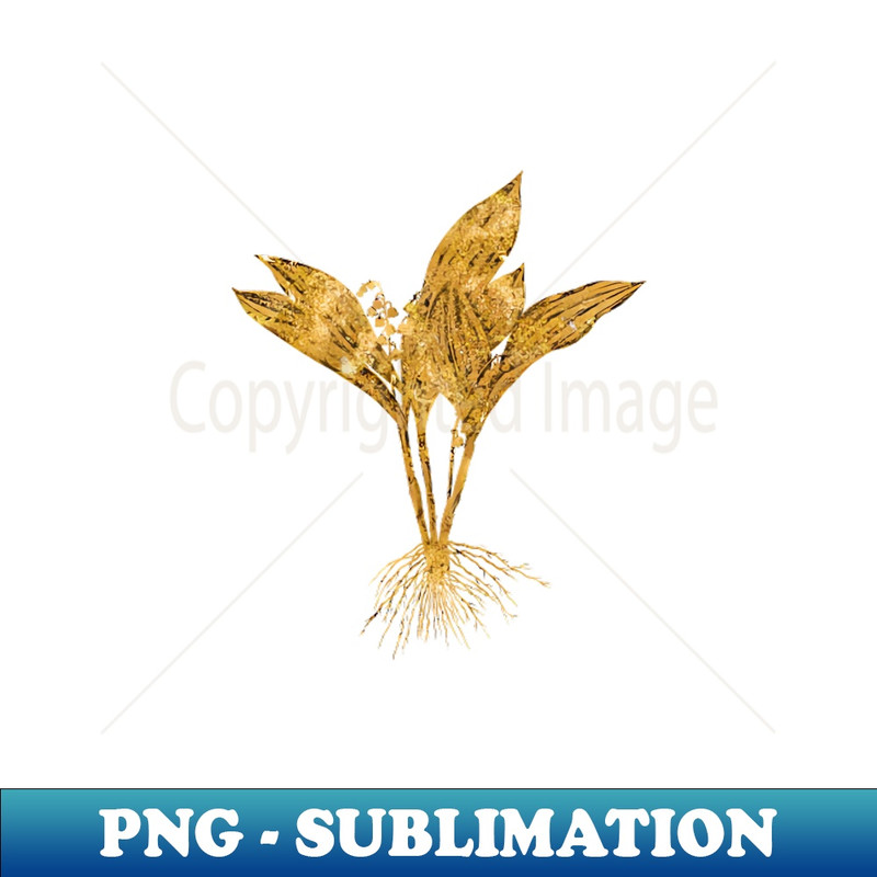 Vintage Gilded Lily of the Valley Botanical Gold Leaf - Artistic Sublimation Digital File