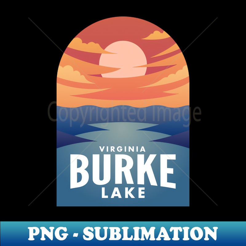Lake Burke VA Retro Sunset - Modern Sublimation PNG File