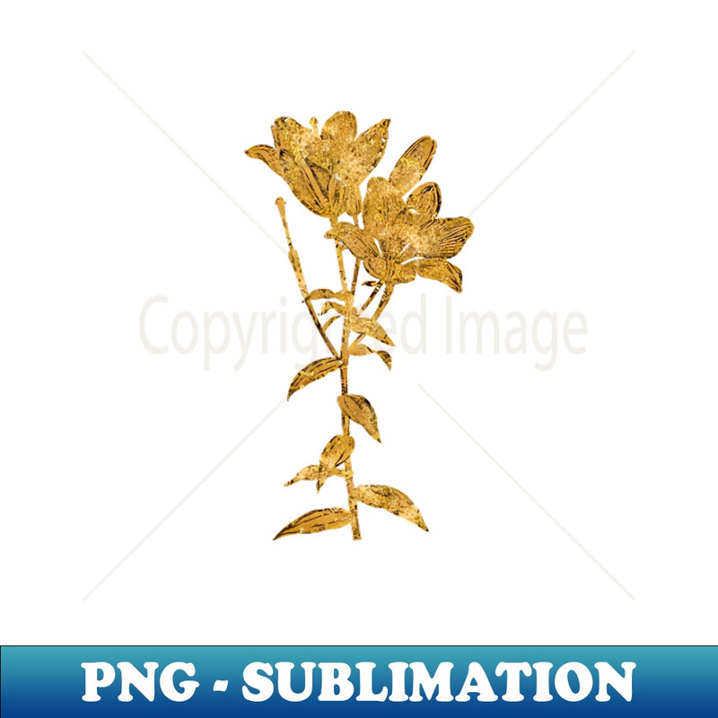 Vintage Gilded Orange Bulbous Lily Botanical Gold Leaf - Sublimation-Ready PNG File