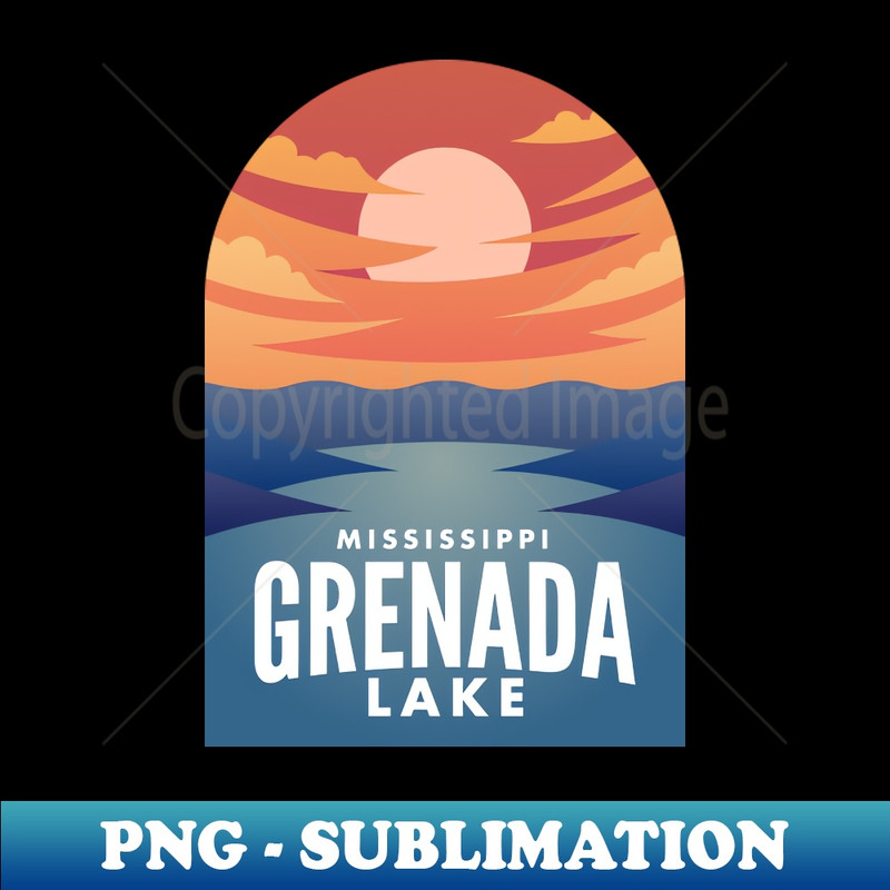 Grenada Lake MS Retro Sunset - Artistic Sublimation Digital File