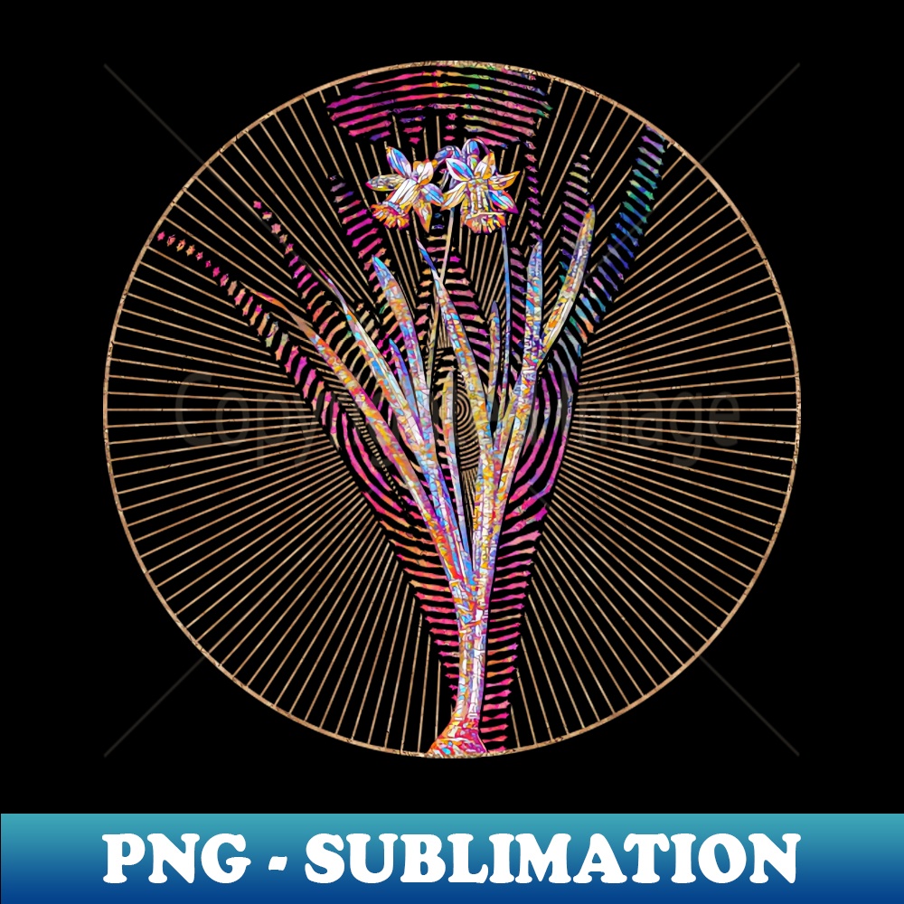 Lesser Wild Daffodil Floral Rainbow Mosaic - Special Edition Sublimation PNG File