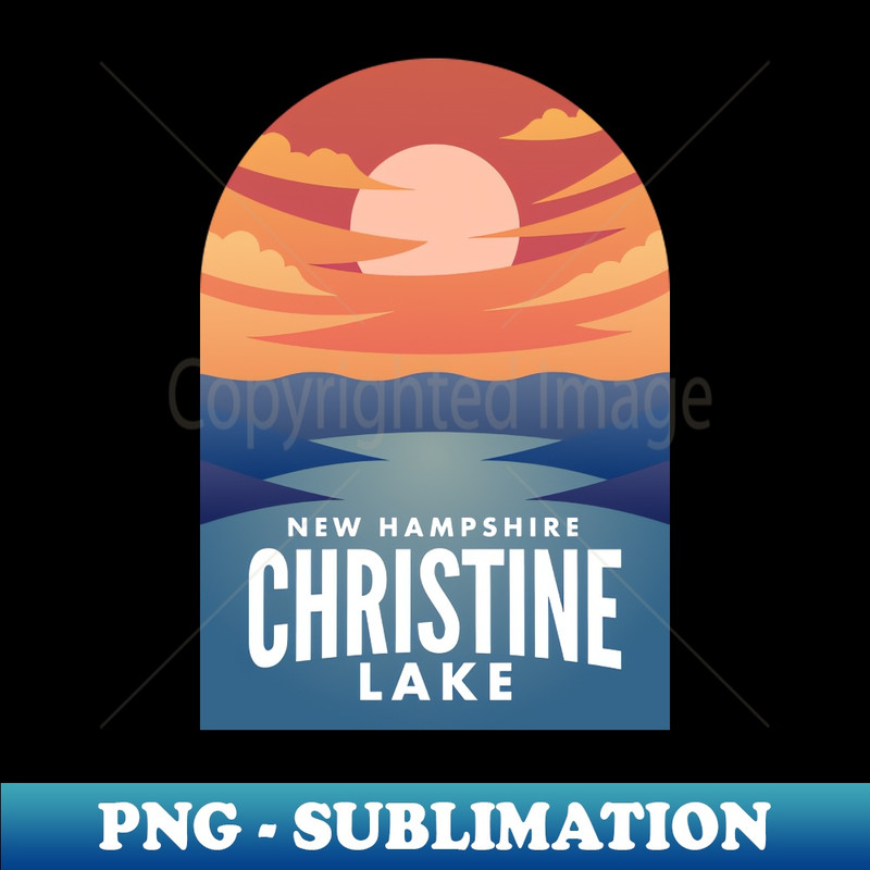 Christine Lake NH Retro Sunset - PNG Transparent Sublimation File
