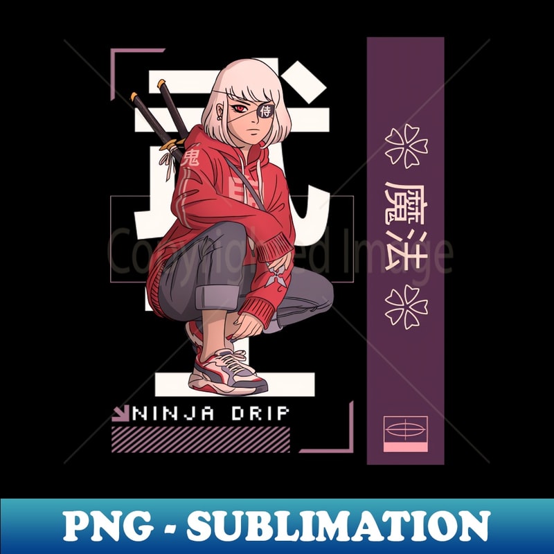 Drippy Ninja Girl - Vintage Sublimation PNG Download