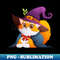 Cute and fluffy cat in a purple witch hat - Premium PNG Sublimation File
